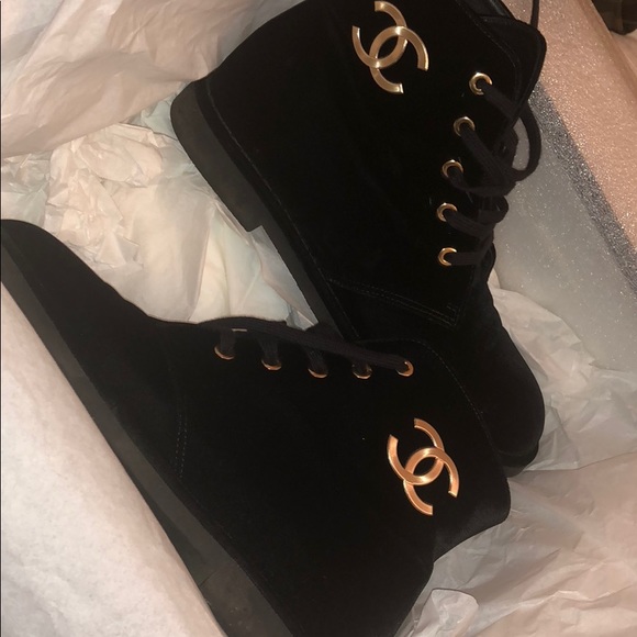 chanel velvet booties